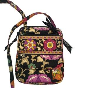 Vera Bradley Colorful Floral Crossbody Bag - Black and Purple